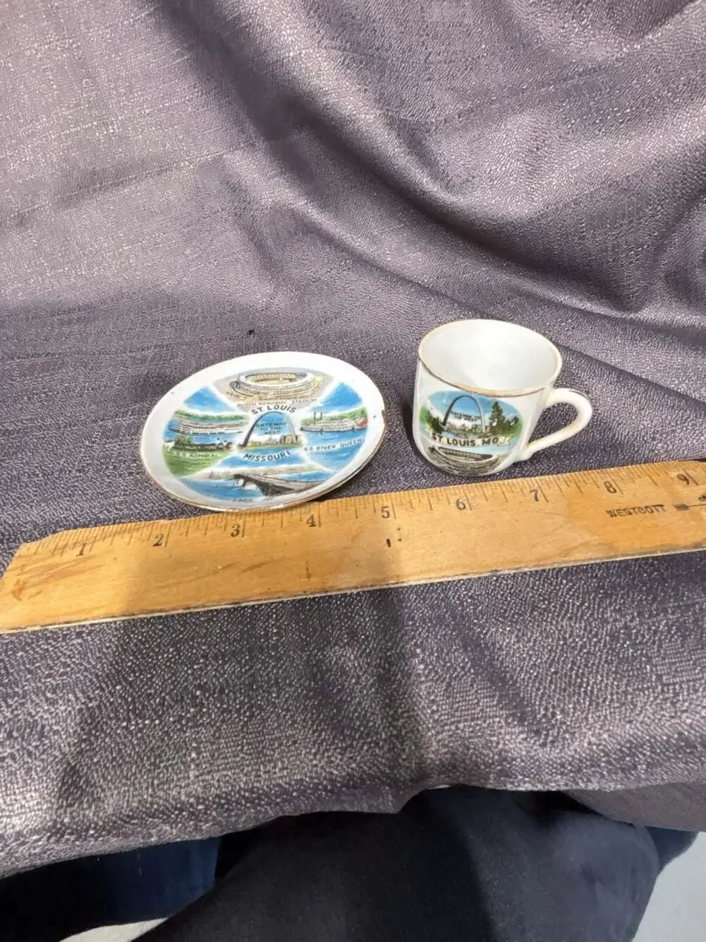 Souvenir Miniature Teacup and Saucer St. Louis Missouri Gateway to the West